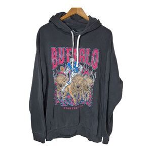 Dead Threads Buffalo Bills Hoodie Sweatshirt Josh Allen Skeleton Skull Flames L